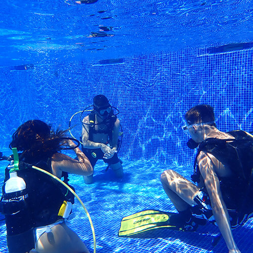 Instructor teaching students